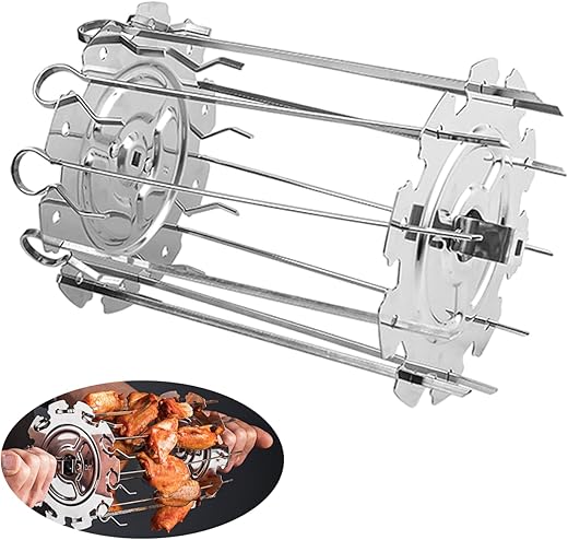 10 brochettes rotatives inox pour four et BBQ