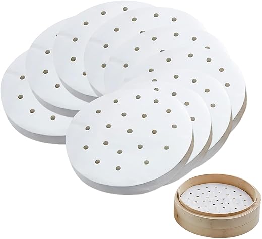 200 feuilles perforées bambou antiadhésif 20 cm