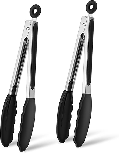 Lot 2 pinces inox silicone 26 cm