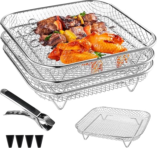 Pack 3 grilles empilables inox multifonction